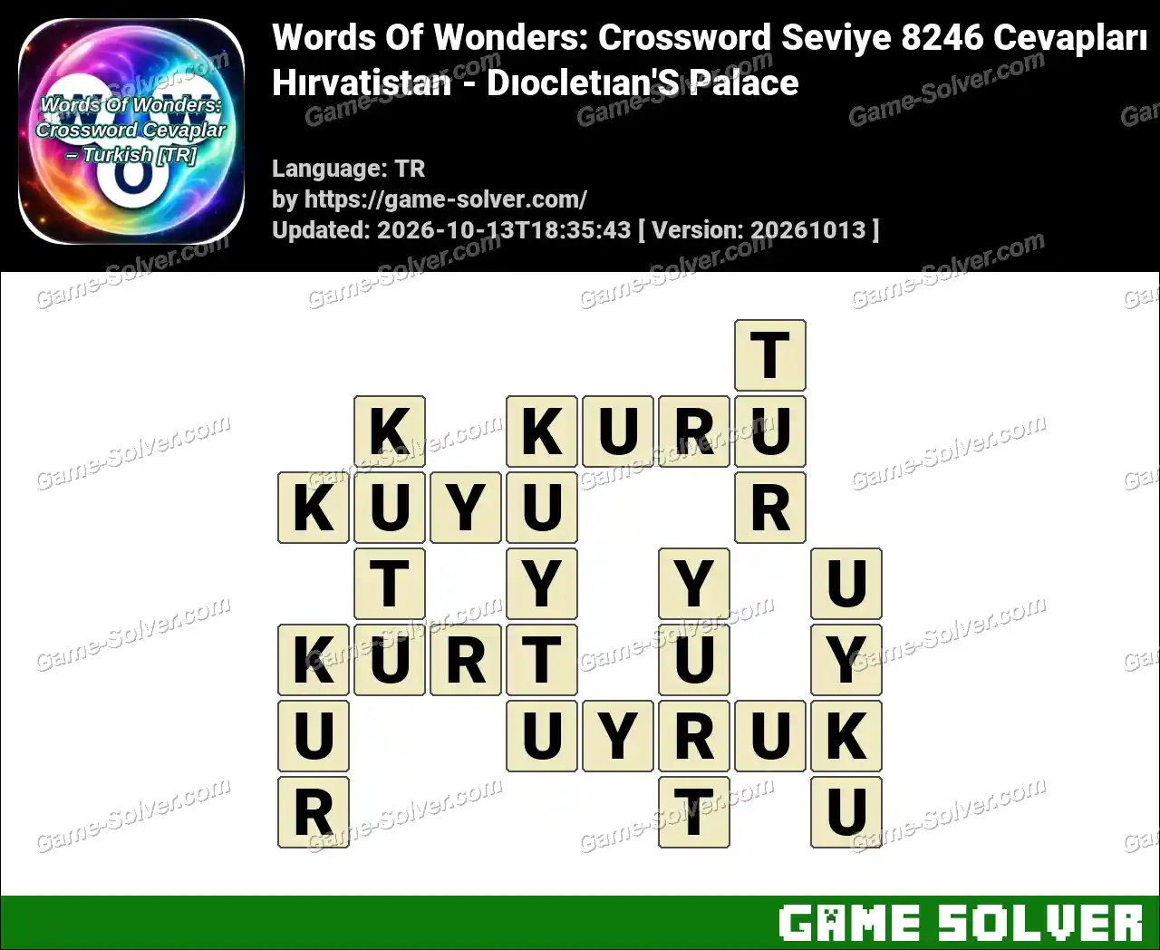 Words Of Wonders: Crossword Seviye 8246 Cevapları – Hırvatistan – Dıocletıan’S Palace